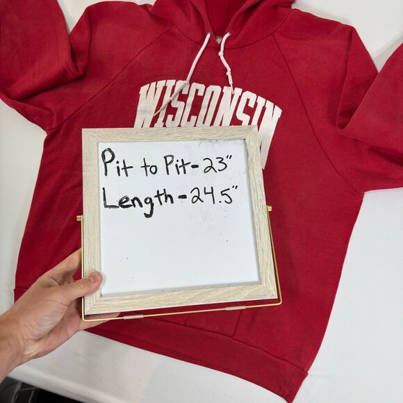 Vintage 80s Wisconsin Badgers Hoodie Mens Large University of Madison Sweatshirt - Picture 10 of 10